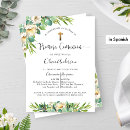 Search for white floral first communion invitations Greenery
