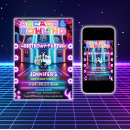 Search for neon bowling birthday invitations Neon arcade party
