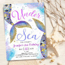 Search for mermaid 2nd birthday invitations Glitter