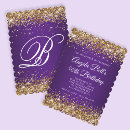 Search for purple and gold 50th birthday invitations Modern