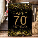Search for black gold 70th birthday cards Glitter