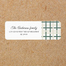 Search for green plaid return address labels Merry christmas