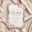 Search for blush pink floral bridal shower invitations Glitter