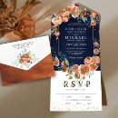Search for navy blue and burnt orange wedding invitations Typography