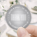 Search for silver metallic wedding stickers Thank you