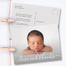 Search for birth announcement thank you postcards Script