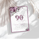 Search for floral 90th birthday invitations Purple