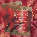 Search for red gold sweet 16 invitations Luxury