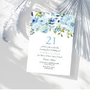 Search for blue 21st birthday invitations Watercolor