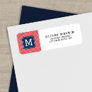 Search for red monogram return address labels Monogrammed