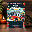 Search for fireman 1st birthday invitations Sound the alarm