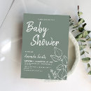 Search for botanical baby shower invitations Green and white