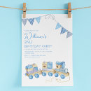 Search for train party invitations Blue