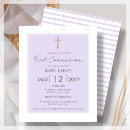 Search for purple first communion invitations Gold cross