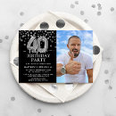 Search for silver 40th birthday invitations Black