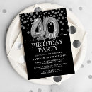 Search for black silver 40th birthday invitations Modern