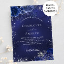 Search for navy blue floral wedding invitations Blue and white