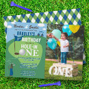 Search for hole in one 1st birthday invitations Modern