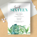 Search for tropical sweet 16 invitations Watercolor