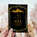 Search for black and gold 1st birthday invitations Modern
