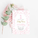 Search for vintage 1st birthday invitations Blush pink