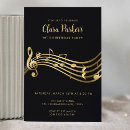 Search for music 50th birthday invitations Gold and black