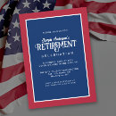 Search for military retirement invitations Red white and blue