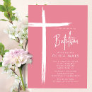 Search for pink baby girl christening invitations Simple