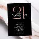 Search for black rose gold 21st birthday invitations Modern