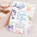 Search for under the sea 1st birthday invitations Shark birthday party