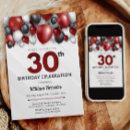 Search for red and black 30th birthday invitations Milestone