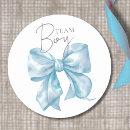 Search for team boy baby shower stickers What will baby be