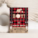 Search for red and black plaid baby shower invitations Lumberjack
