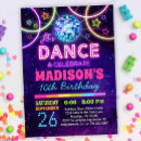 Search for disco ball birthday invitations Neon disco party