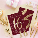 Search for red gold sweet 16 invitations Chic