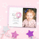 Search for two sweet doughnut birthday invitations Pink