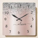 Search for silver and pink clocks Girly