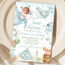 Search for under the sea 2nd birthday invitations Whale