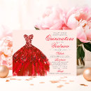 Search for red and gold quinceanera invitations Glitter