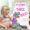 Search for three rex girl birthday invitations Roar