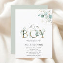 Search for greenery baby boy shower invitations Botanical