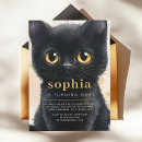 Search for black kitten birthday invitations Girl