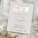 Search for clothesline baby girl shower invitations Watercolor
