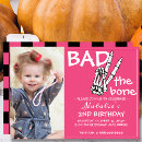 Search for skeleton birthday invitations Bad two the bone