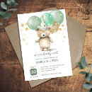 Search for green gold baby shower invitations Teddy bear