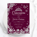 Search for burgundy and silver quinceanera invitations For her