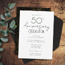 Search for elegant 50th wedding anniversary invitations Black and white