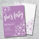 Search for purple white birthday invitations Script calligraphy typography