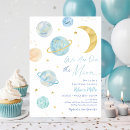 Search for space baby shower invitations Moon and stars