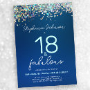 Search for blue 18th birthday invitations Glitter